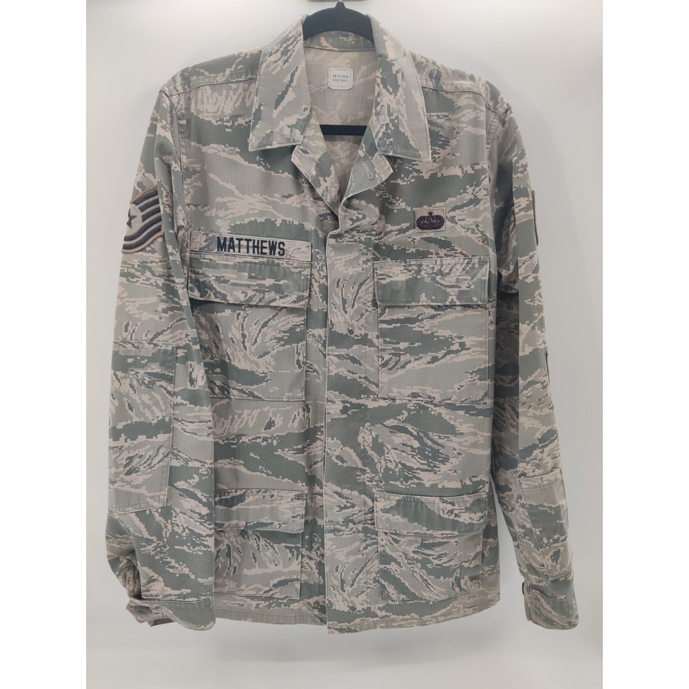 US Air Force ABU Camouflage Utility Field Jacket Coat 38 XLong Matthews